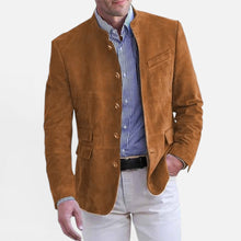 Herren Stehkragenjacke aus glattem Webstoff in Braun