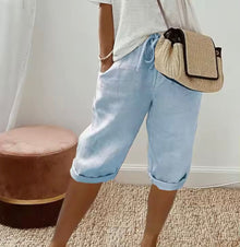 Klaudia | Damen Leinen Shorts Locker – Leinenshorts Wide Leg für Strand & Sommer 2026 in Hellblau