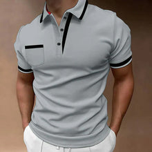Herren Sommer Kurzarm Slim Fit Poloshirt in Grau