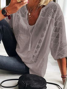 Loy™ - Luftige Sitrough-Bluse in Grau