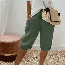 Klaudia | Damen Leinen Shorts Locker – Leinenshorts Wide Leg für Strand & Sommer 2026 in Olivgrün