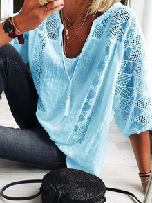 Loy™ - Luftige Sitrough-Bluse in Hellblau