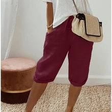 Klaudia | Damen Leinen Shorts Locker – Leinenshorts Wide Leg für Strand & Sommer 2026 in Burgunder