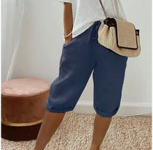 Klaudia | Damen Leinen Shorts Locker – Leinenshorts Wide Leg für Strand & Sommer 2026 in Dunkelblau