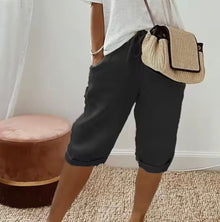 Klaudia | Damen Leinen Shorts Locker – Leinenshorts Wide Leg für Strand & Sommer 2026 in Schwarz