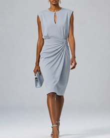 Laura – Elegantes Midi-Cocktailkleid mit Schlüssellochausschnitt für Damen in Hellblau