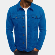 Herren Lässig Knopfleiste Brusttaschen Overshirt in Blau