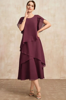 Luisa – Chiffon-Kleid mit Lagenlook für Damen in Braun