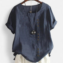 Leichte Bluse mit Knopfleiste und Rundhalsausschnitt für Damen in Marineblau