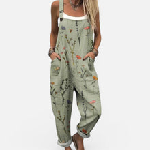 Damen Latzoverall mit Muster und weitem Schnitt in Grün