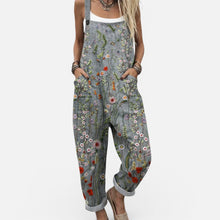 Damen Latzoverall mit Blumenmuster und lockerem Schnitt in Grau
