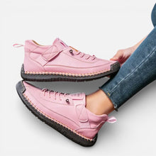 Orthopädische Damen Sneaker mit Klettverschluss und Schnürung in Rosa