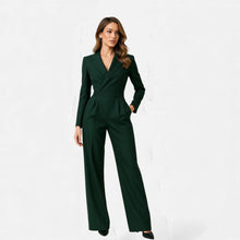 Eleganter Damen Jumpsuit mit Anzugkragen in Grün