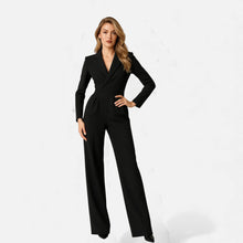 Eleganter Damen Jumpsuit mit Anzugkragen in Schwarz