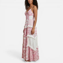 Hochzeitsgast Maxikleid mit Blumenmuster und V Ausschnitt in Rosa
