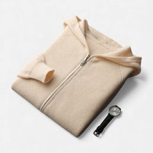 Herren Strick Hoodie mit Reißverschluss in Beige