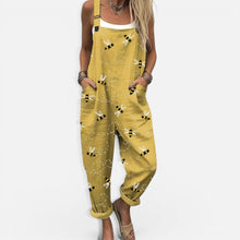 Damen Latzoverall mit Muster und weitem Schnitt in Gelb