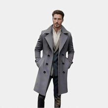 Herren Wollmantel mit Doppelreiher in Grau