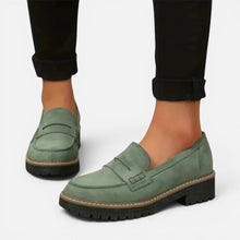 Orthopädische Profilsohle Loafer Schlupfschuh Veloursoptik in Grün