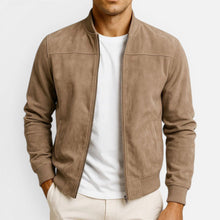 Herren Jacke mit Reißverschluss und Stehkragen in Beige