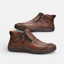 Herren Leder Freizeitschuhe mit Reißverschluss in Dunkelbraun