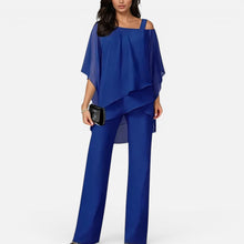 Damen Zweiteiler Set mit weitem Bein und lockerem Top in Blau