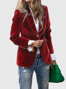 Dagmara – Einreihiger Samt Blazer in Rot
