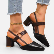 Damen Pumps mit Blockabsatz und Riemchen in Schwarz