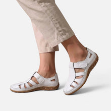 Orthopädische Halbschuhe Klettverschluss Cut Out Kunstleder in Weiß