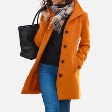 Damen Mantel mit Knopfleiste und Stehkragen in Orange