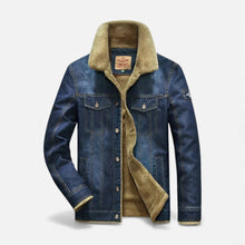 Herren Jeansjacke mit Teddyfutter in Dunkelblau