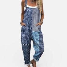 Damen Latzoverall mit Muster und weitem Schnitt in Blau