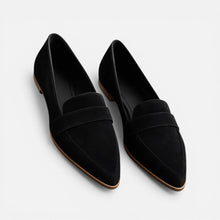 Damen Loafer mit spitzer Form und flachem Absatz in Schwarz
