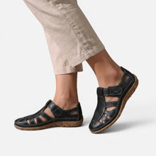 Orthopädische Halbschuhe Klettverschluss Cut Out Kunstleder in Schwarz