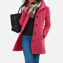 Damen Mantel mit Knopfleiste und Stehkragen in Rosa