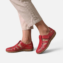 Orthopädische Halbschuhe Klettverschluss Cut Out Kunstleder in Rot