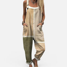 Damen Latzoverall mit Muster und weitem Schnitt in Beige