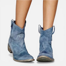 Damen Western Stiefeletten mit Blockabsatz in Blau