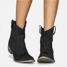Damen Western Stiefeletten mit Blockabsatz in Schwarz