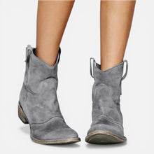 Damen Western Stiefeletten mit Blockabsatz in Grau