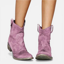 Damen Western Stiefeletten mit Blockabsatz in Lila