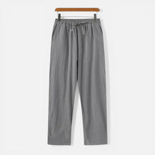 Herren Leinenhose mit elastischem Bund in Grau