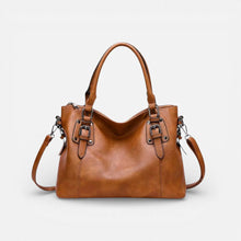 Damen Handtasche mit Schulterriemen und Reißverschlussfach in Braun