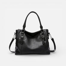 Damen Handtasche mit Schulterriemen und Reißverschlussfach in Schwarz