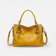 Damen Handtasche mit Schulterriemen und Reißverschlussfach in Gelb
