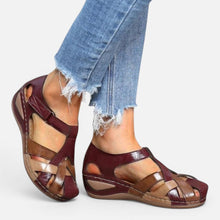 Damen Sandalen mit Riemen und Klettverschluss in Rot