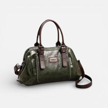 Damen Handtasche mit mehreren Reißverschlussfächern und Schulterriemen in Grün