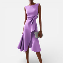 Damen Maxikleid mit V Ausschnitt und fließender Silhouette in Lila