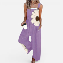 Damen Latzoverall mit Blumenprint und weitem Bein in Lila