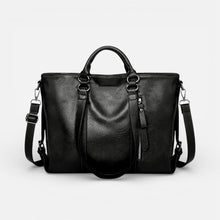 Damen Handtasche mit Schulterriemen und großem Innenfach in Schwarz